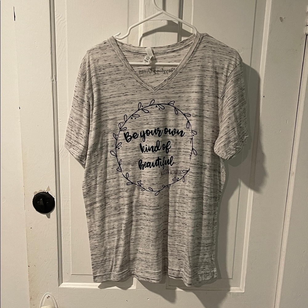 Gray V-Neck Graphic Tee